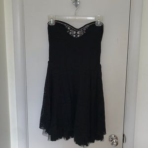 Strapless Free People black lace minidress